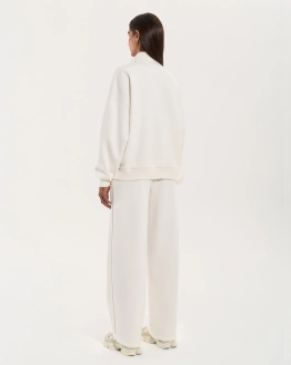 Oversize mikina na zips – WHITE – 7. kép