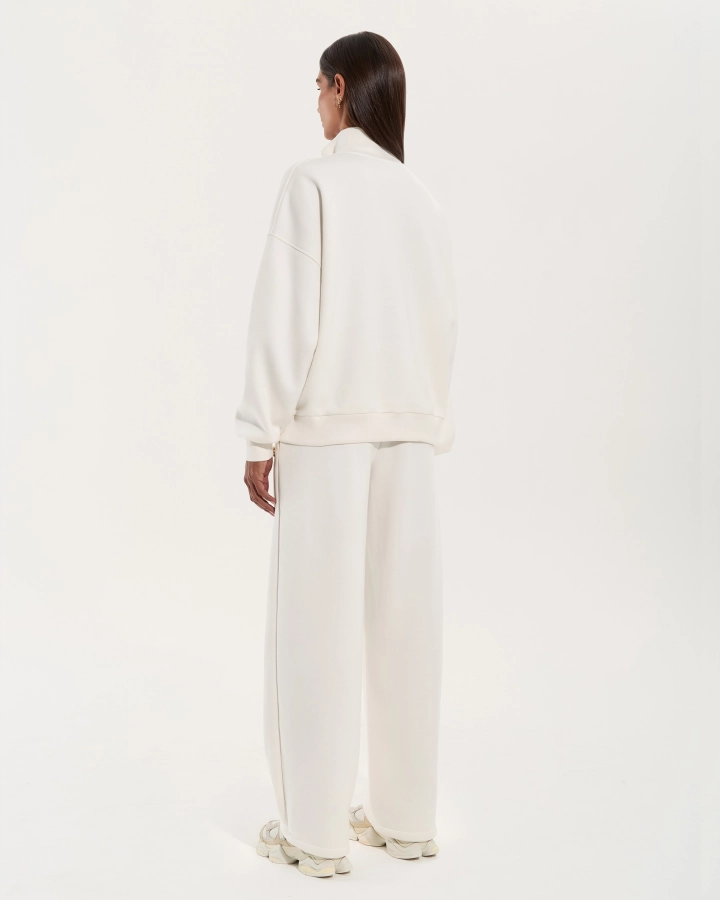 Oversize mikina na zips – WHITE – 7. kép