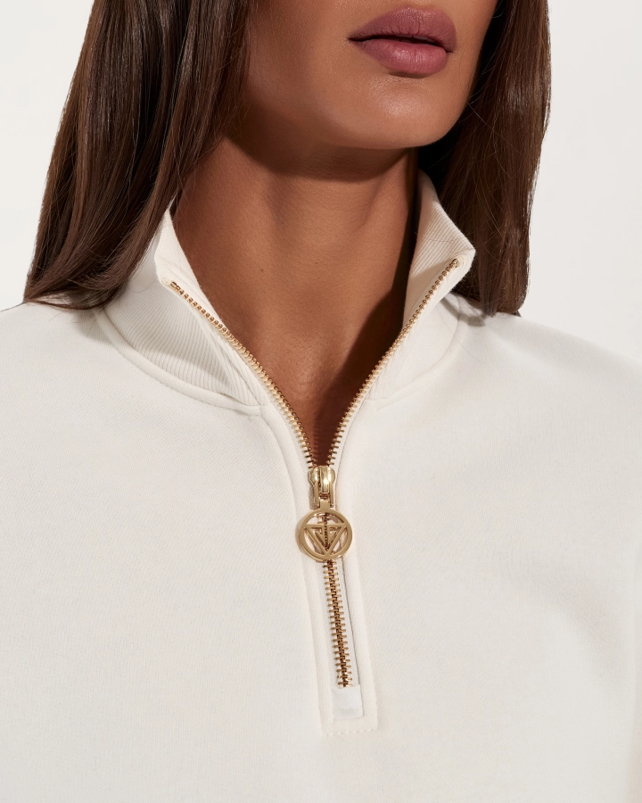 Oversize mikina na zips – WHITE – 3. kép
