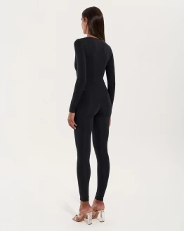Jumpsuit mit Transparenteinsätzen – BLACK – 5. kép