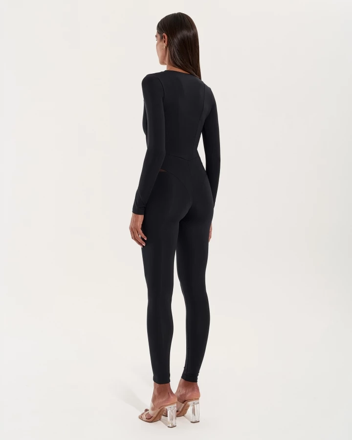 Jumpsuit mit Transparenteinsätzen – BLACK – 5. kép