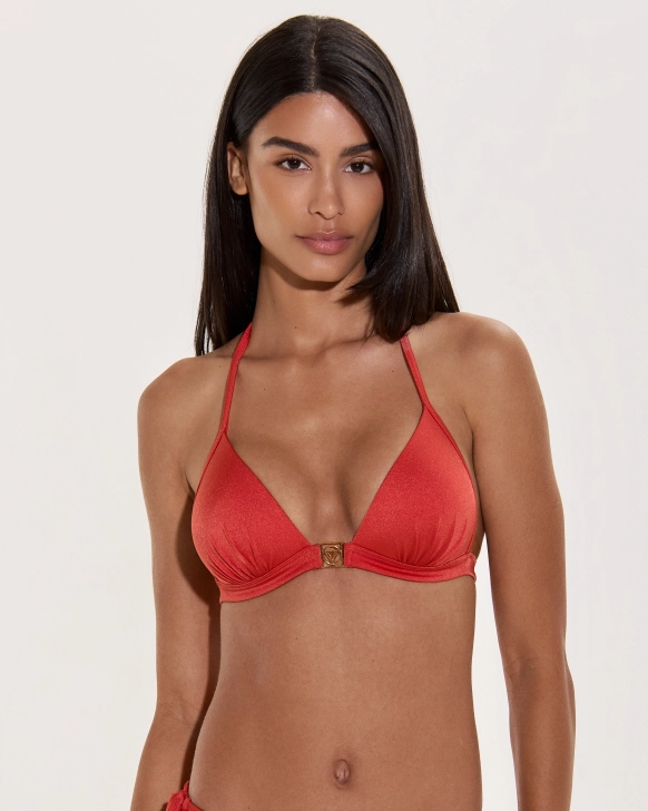 Sutien Bikini Triunghi Push-Up Cu Logo Auriu