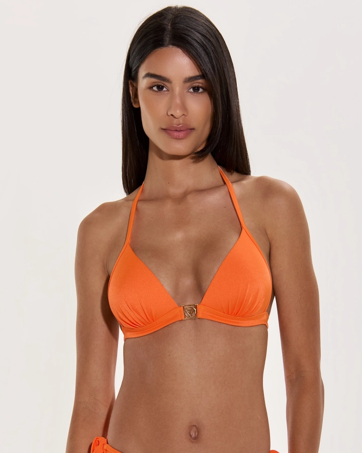 Triangle Push-Up Bikini Top With Gold Logo