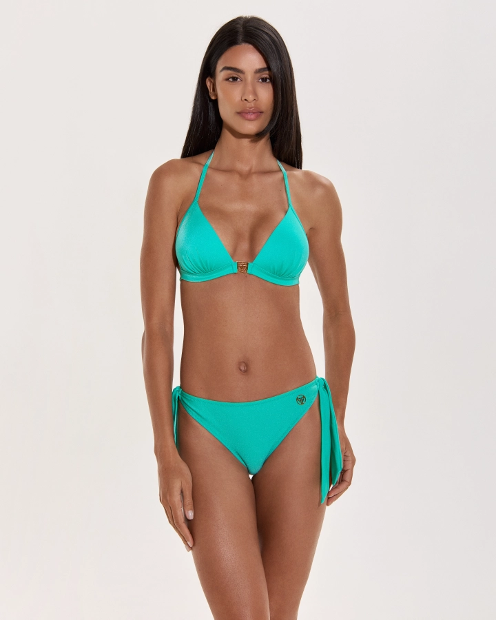 Triangel-Push-Up-Bikini-Top Mit Gold-Logo