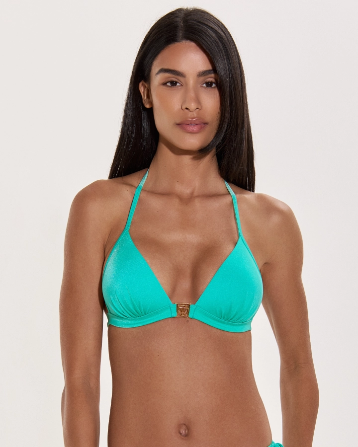 Triangel-Push-Up-Bikini-Top Mit Gold-Logo