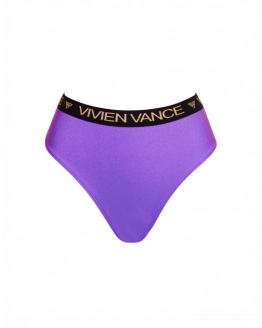 Thong high-rise bikini bottom with branded strap