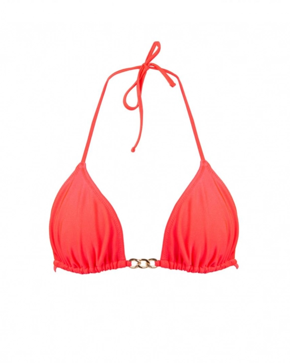 Haut de bikini triangle avec coques amovibles et chaîne dorée