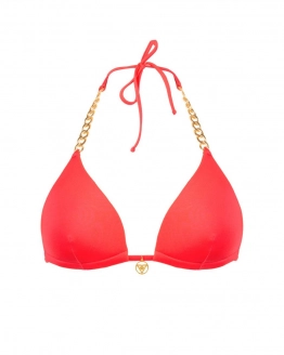Push-up triangle bikini top with golden chains