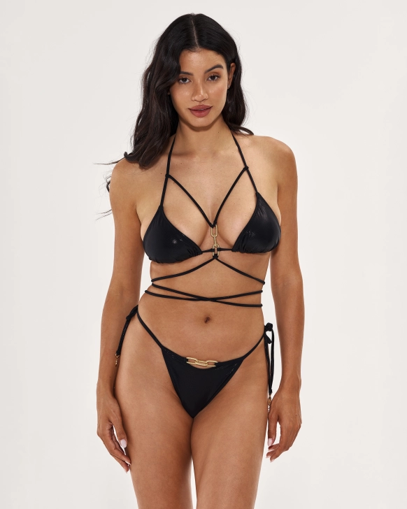 Shiny Black Bikini Set