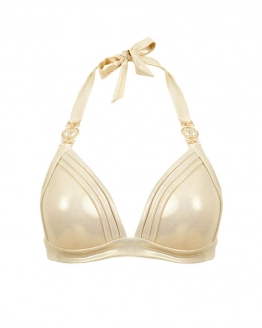 Push-up triangle bikini top with crystal chains