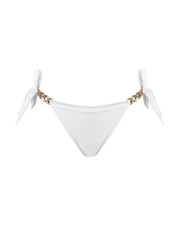 Állítható brazil bikini középmagas derékkal és kristályos díszítéssel