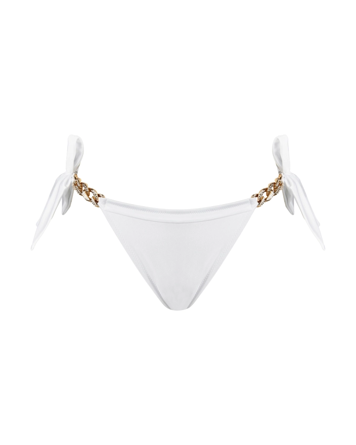 Állítható brazil bikini középmagas derékkal és kristályos díszítéssel