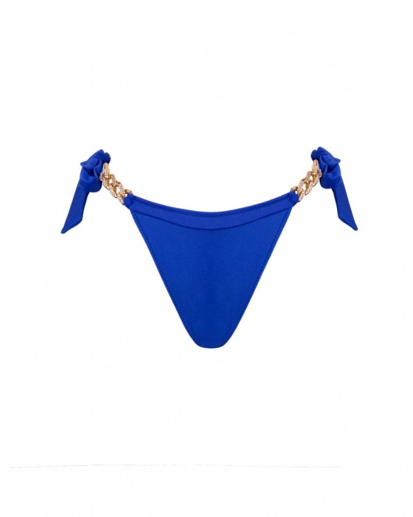 Slip brasiliano regolabile con vita media e accessori con cristalli