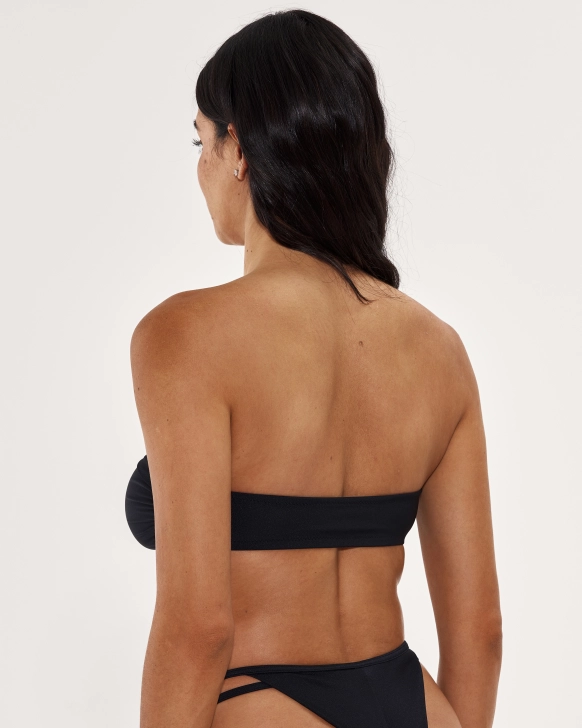 Haut de bikini bandeau avec logo doré et découpe