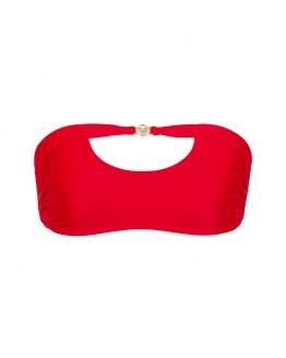 Bandeau-Bikinioberteil mit Cut-out und goldfarbenem Logo