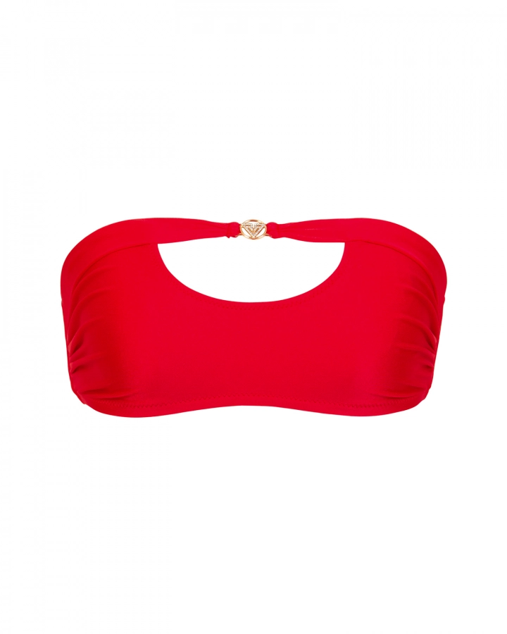 Bandeau top s výrezom a zlatým logom