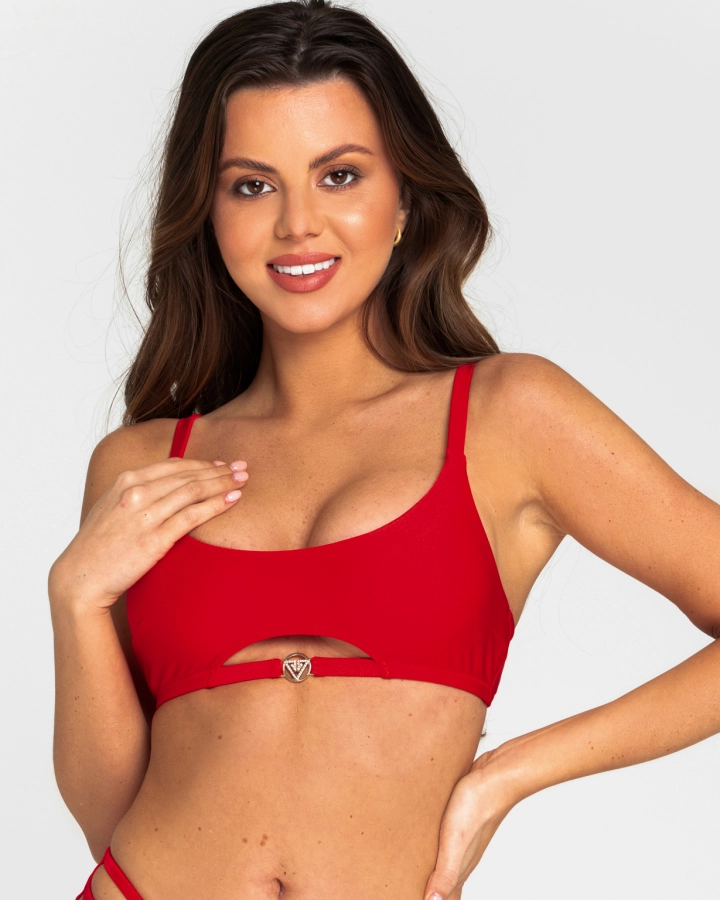 Red Cut-Out Bikini Top