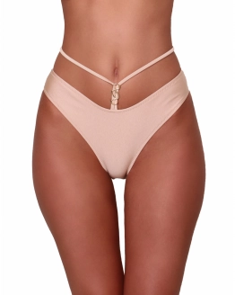 Slip bikini classico a vita media con cinturino in vita – NUDE – 2. kép