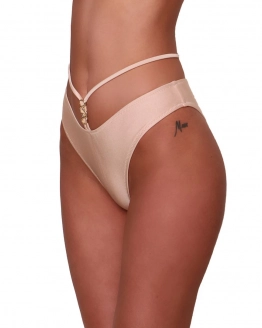 Slip bikini classico a vita media con cinturino in vita – NUDE – 3. kép
