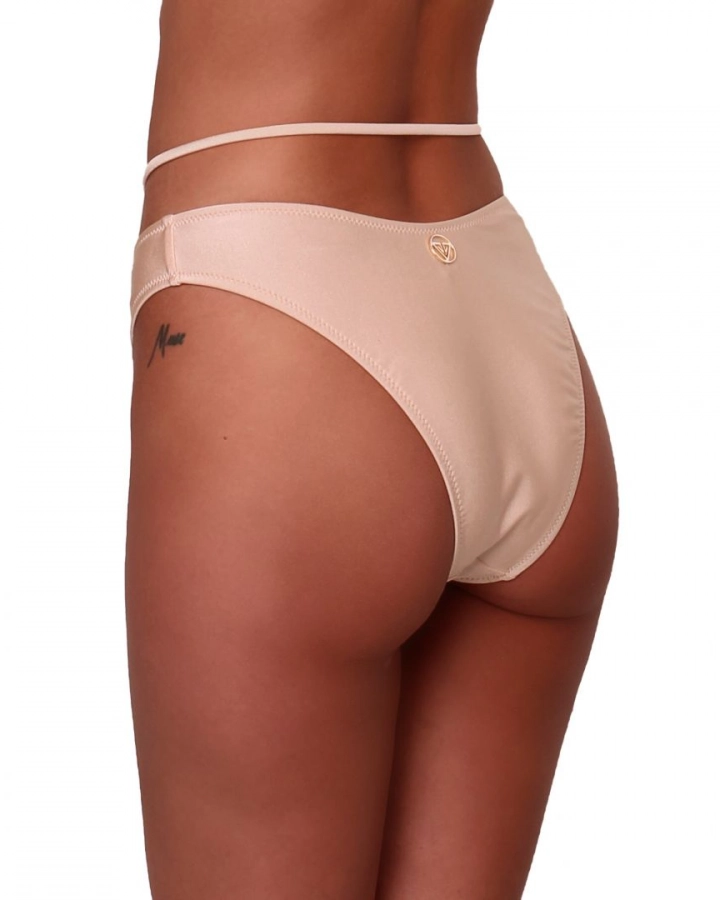 Slip bikini classico a vita media con cinturino in vita – NUDE – 4. kép