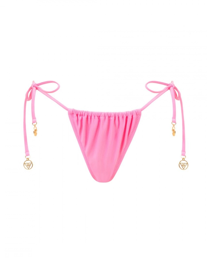 Tanga bikini froncé ajustable avec liens latéraux