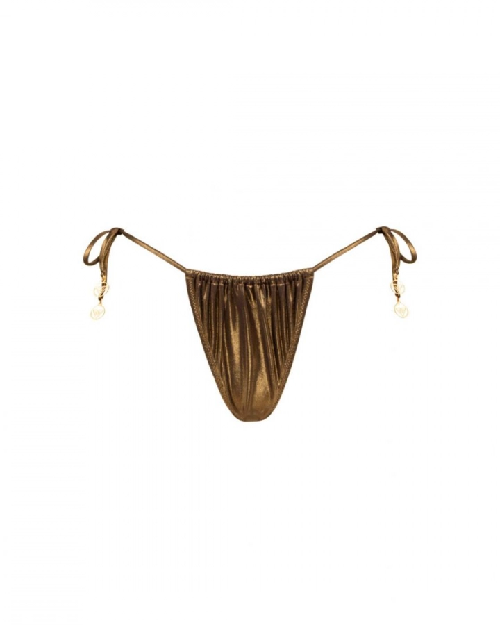 Verstellbarer Tanga-Bikini mit Raffung und seitlichen Bändern