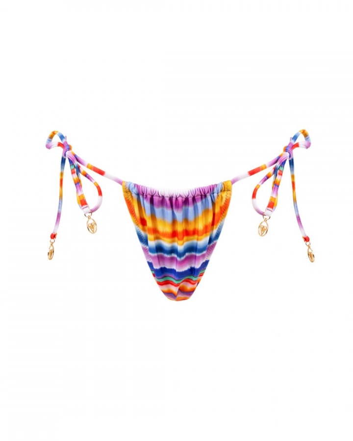 Tanga bikini froncé ajustable avec liens latéraux