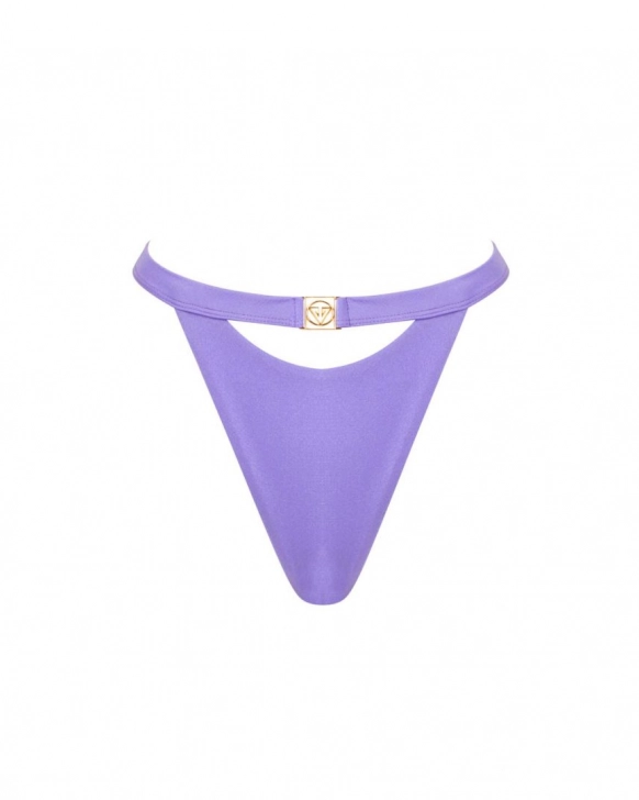 ”U” cut-out thong mid-rise bikini bottom