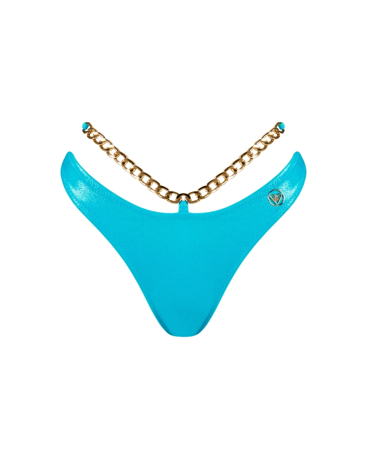 Slip brazilian cu talie semi-înaltă și lanț decorativ