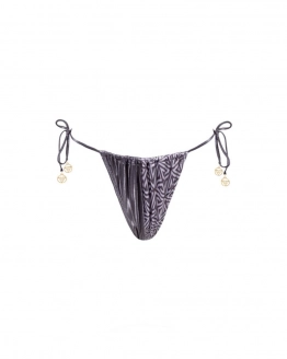 Side-tie ruched thong mid-rise bikini bottom