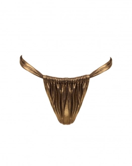 Ruched thong mid-rise bikini bottom