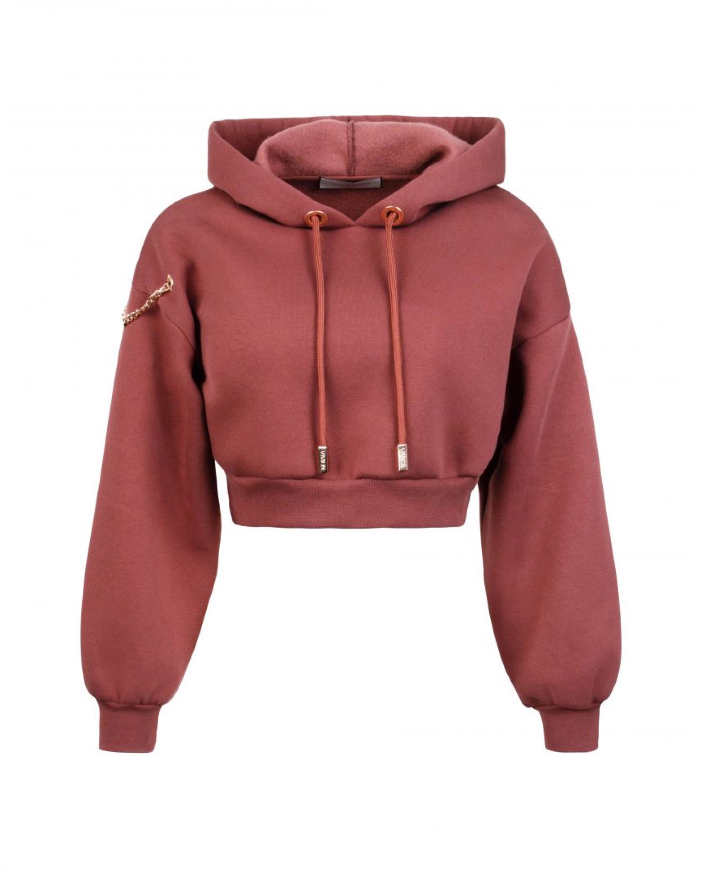 BROWN Cropped hoodie with golden chain XS VivienVance