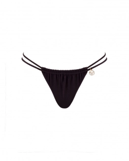 Ruched thong mid-rise bikini bottom