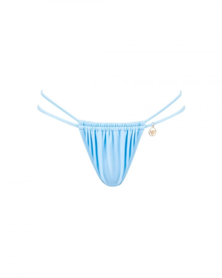 Ruched thong mid-rise bikini bottom