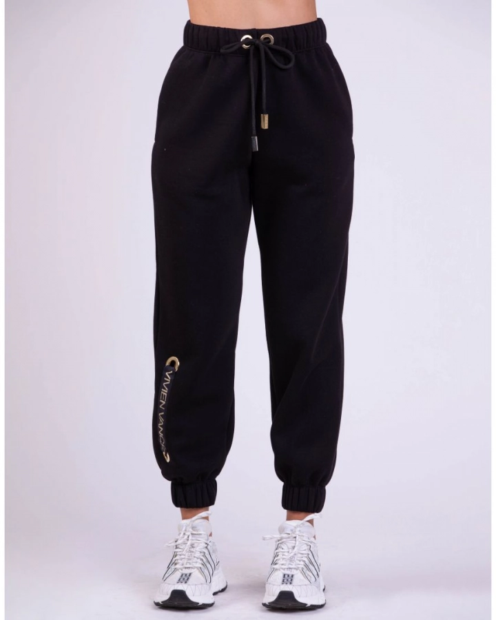 Sweatpants with branded strap