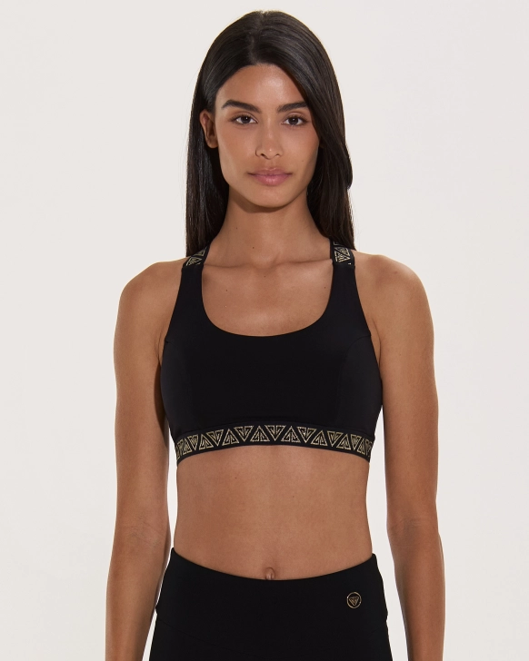Fitness top bez push-up s logem a jemnou oporou