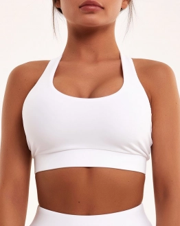 Top fitness sans push-up – dos ouvert et maintien stable – WHITE – 7. kép