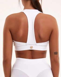Top fitness sans push-up – dos ouvert et maintien stable – WHITE – 8. kép