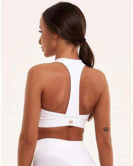 Top fitness sans push-up – dos ouvert et maintien stable – WHITE – 5. kép