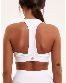 Top fitness sans push-up – dos ouvert et maintien stable – WHITE – 4. kép