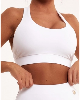 Top fitness sans push-up – dos ouvert et maintien stable – WHITE – 6. kép