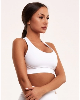 Top fitness sans push-up – dos ouvert et maintien stable – WHITE – 2. kép