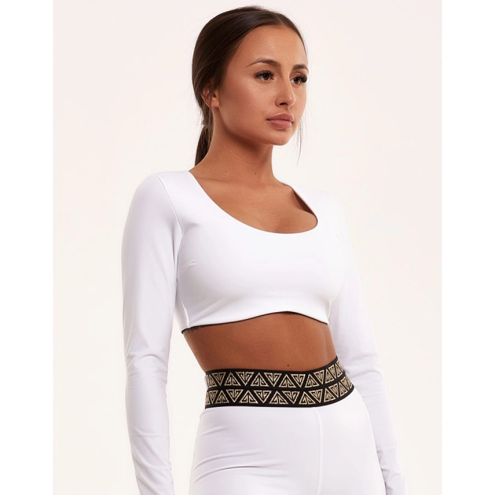 WHITE Long sleeve sports bra - XS - VivienVance