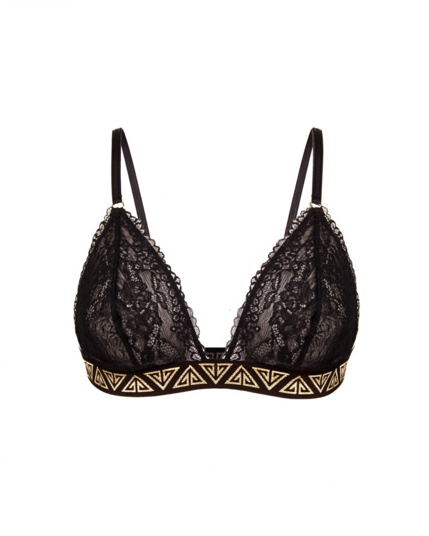 BLACK Lace triangle bra without push-up - M