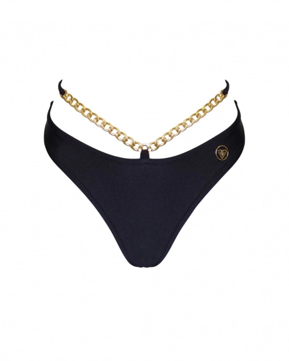 Brazilské plavky s polovičním pasem a zlatým řetízkem