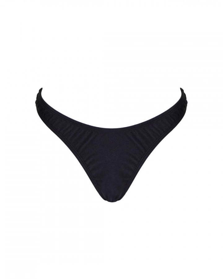 Ruched thong low-rise bikini bottom