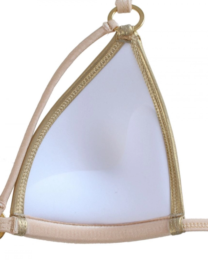 Push-up trojuholníkový bikini top so zlatými krúžkami