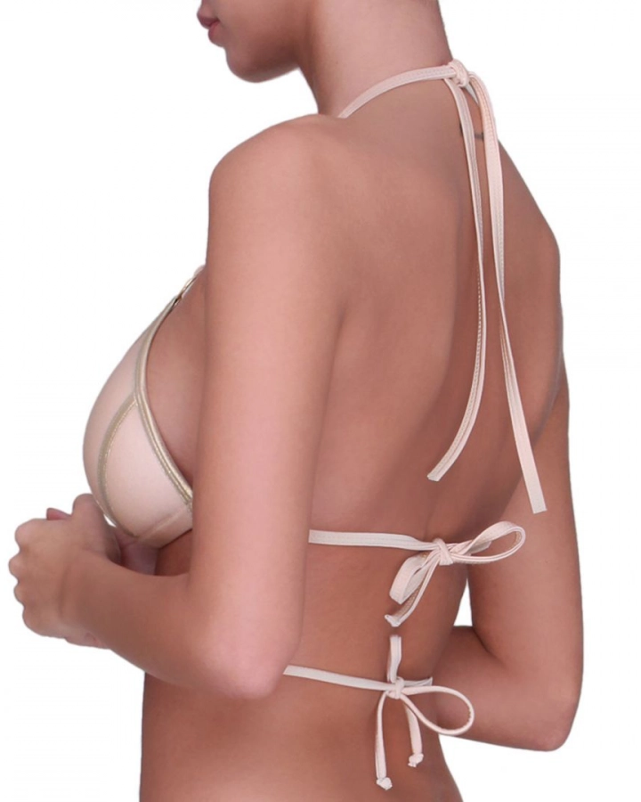 Push-up trojuholníkový bikini top so zlatými krúžkami