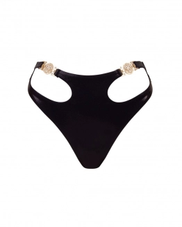 Slip tanga cu talie înaltă și accesorii aurii decorative