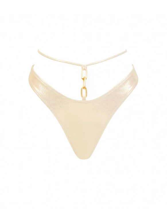 Alacsony derekú brazil fazonú bikini arany láncdísszel